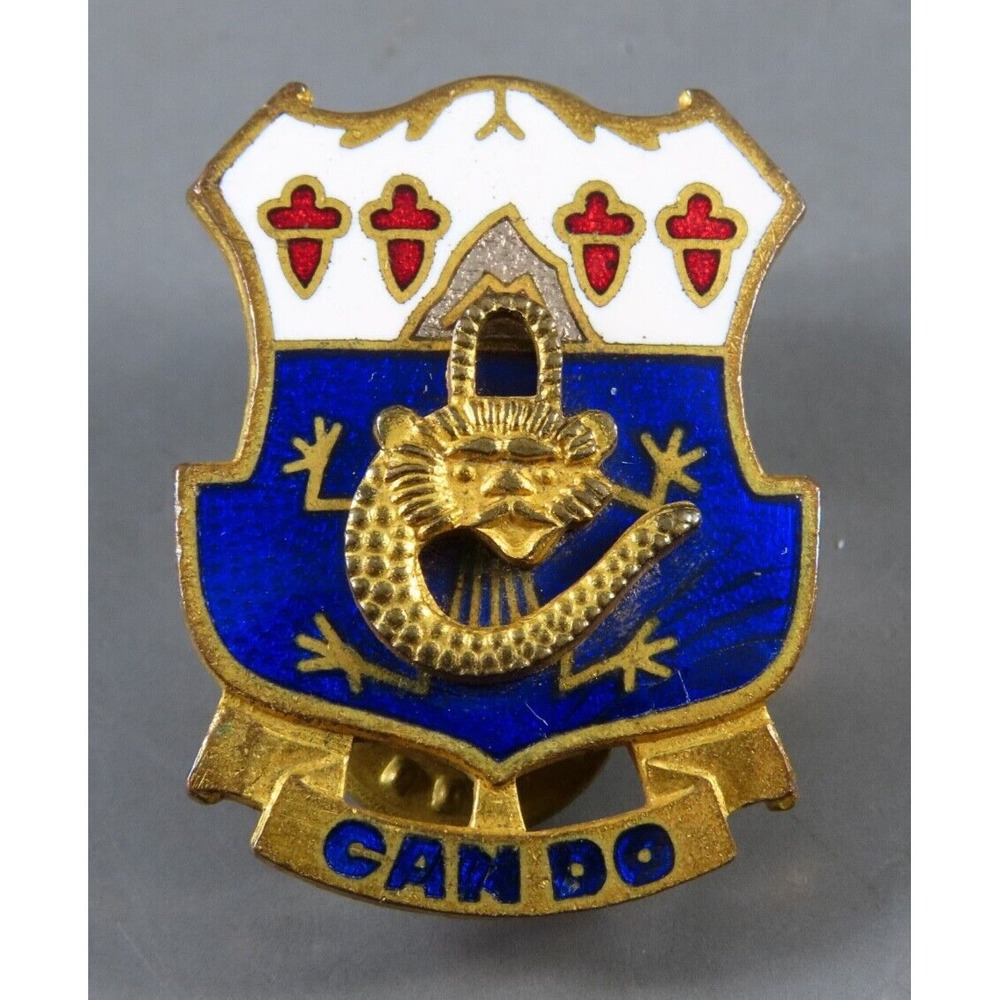 WWII US MILITARY DUI PIN CAN DO 15th Infantry Regiment GOLD DRAGON Double Pins